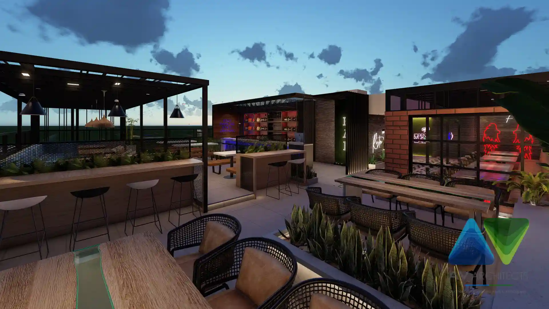 Fortal Rooftop Bar commercial Interior Project